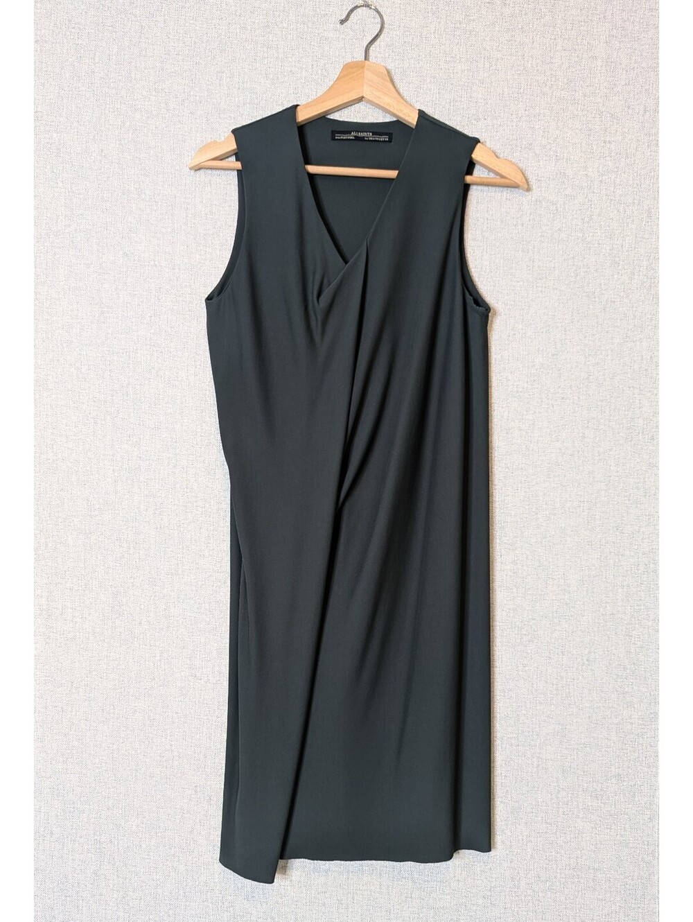 AllSaints asymmetric draped V neck slip dress